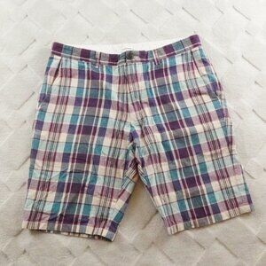 Club Monaco Chino Shorts Mens 31 Plaid Multi Color Flat Front